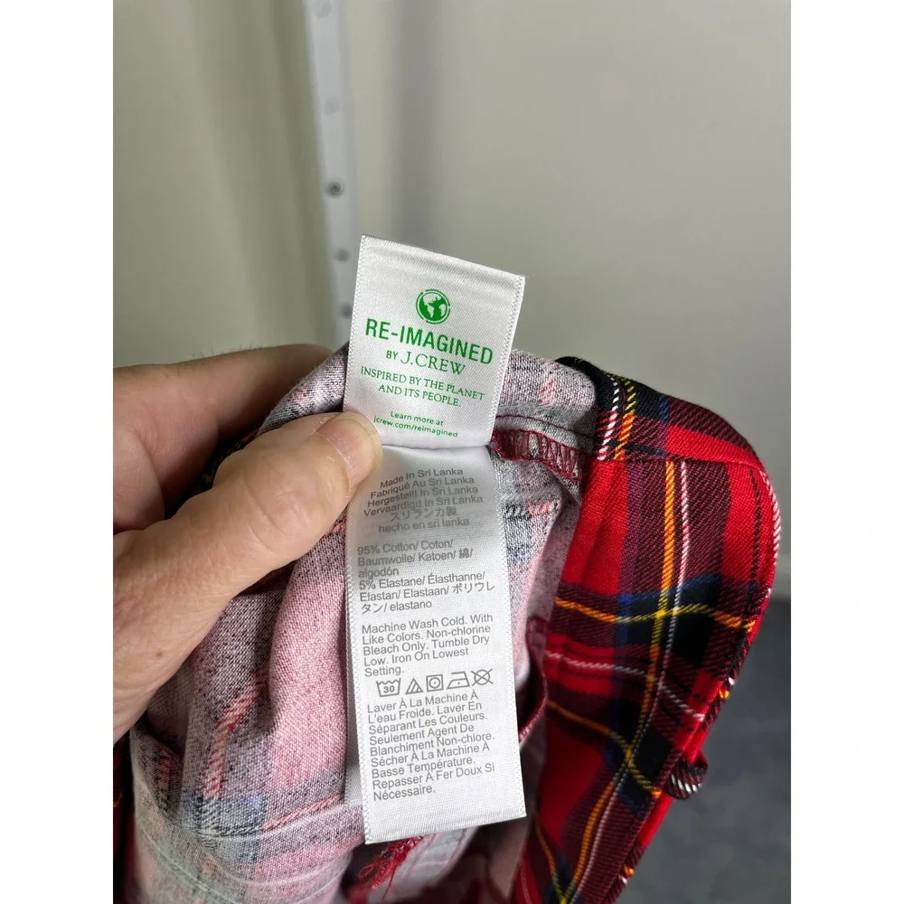 J.Crew Pants 12 Red Winnie Pant Stewart Tartan Plaid Slim Festive Holiday